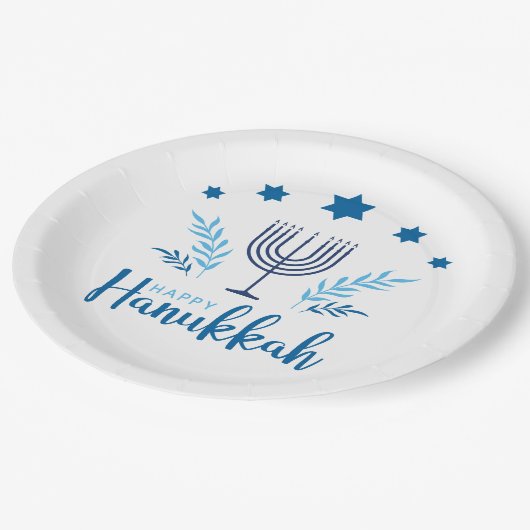 ハッピーハヌカー(ユダヤ教)メノラースター ペーパープレート (アングル)