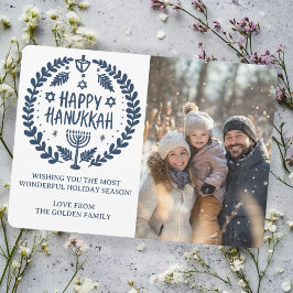 ハッピーハヌカー（ユダヤ教）メノラーハンドドローカスタムド写真 シーズンカード