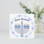 ハッピーハヌカー(ユダヤ教)メノラーユダヤ人ユダヤかわいいキャンドル シーズンカード (スタンド正面)