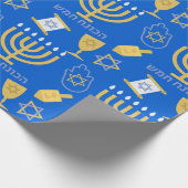 ハッピーハヌカー（ユダヤ教）メノラーユダヤ教ホリデーパターン ラッピングペーパー (角)