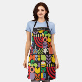 ハッピーハヌカー(ユダヤ教)メノラーラトクス&スターズ エプロン (着用した状態)