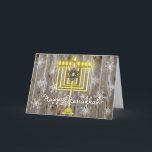 ハッピーハヌカー（ユダヤ教）メノラー カード<br><div class="desc">ハッピーハヌカー（ユダヤ教）メノラーカードと木と雪片の背景。</div>