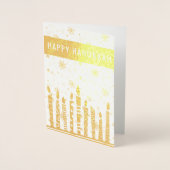 ハッピーハヌカー（ユダヤ教）メノラー 箔カード (正面)