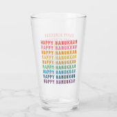 ハッピーハヌカー |レインボーシンプルカラータイポグラフィ タンブラーグラス (裏面)