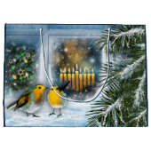 ハッピーハヌカー。冬のシー絵を描ン ラージペーパーバッグ (裏面)