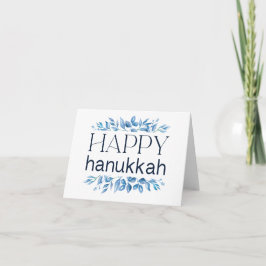 ハッピーハヌカー(冬の水色花模様付) サンキューカード