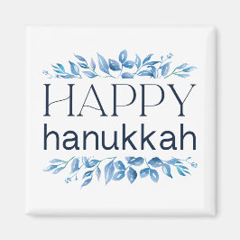 ハッピーハヌカー(冬の水色花模様付) マグネット