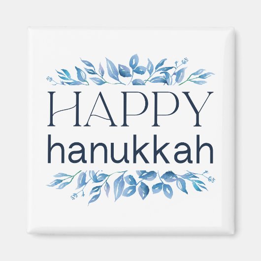 ハッピーハヌカー(冬の水色花模様付) マグネット (正面)