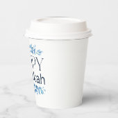 ハッピーハヌカー(冬の水色花模様付) 紙コップ (左)