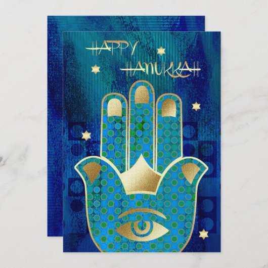 ハッピーハヌカー。金ゴールドハンザハンド シーズンカード (正面/裏面)