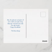 「ハッピーハヌカー」金ゴールド（ユダヤ教）メノラー 箔シーズンポストカード (裏面)