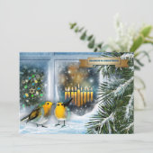 ハッピーハヌカー。雪のシーン((ユダヤ教)メノラーカード付) シーズンカード (スタンド正面)