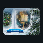 ハッピーハヌカー。雪のシーン(（ユダヤ教）メノラー) マグネット<br><div class="desc">ハッピーハヌカー。（ユダヤ教）メノラーのカスタマイズ絵画可能なギフトマグネットを使用した雪のシーン。ユダヤの祝日に利用可能な一致するカードとギフト |ハヌカー私たちの店のカテゴリー。</div>