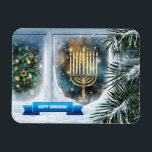 ハッピーハヌカー。雪のシーン(（ユダヤ教）メノラー) マグネット<br><div class="desc">ハッピーハヌカー。（ユダヤ教）メノラーのカスタマイズ絵画可能なギフトマグネットを使用した雪のシーン。ユダヤの祝日に利用可能な一致するカードとギフト |ハヌカー私たちの店のカテゴリー。</div>