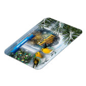 ハッピーハヌカー。雪の窓のシーン((ユダヤ教)メノラー) マグネット (左側)