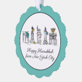 ハッピーハヌカーfromニューヨークシティNYCハヌカー(ユダヤ教の祭り) オーナメントカード (左)