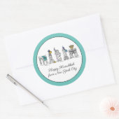 ハッピーハヌカーfromニューヨークシティNYCハヌカー(ユダヤ教の祭り) ラウンドシール (封筒)