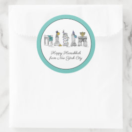 ハッピーハヌカーfromニューヨークシティNYCハヌカー（ユダヤ教の祭り） ラウンドシール