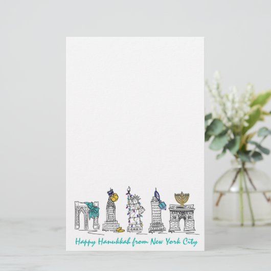 ハッピーハヌカーNYCニューヨークシティユダヤ人の休日 便箋 (スタンド正面)