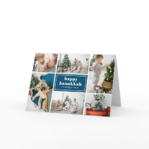 ハッピーハヌカ タイポグラフィ フォト コラージュ 青