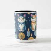 ハッピーハヌカ(ハヌカー(ユダヤ教の祭り))猫ちゃん ツートーンマグカップ (中央)