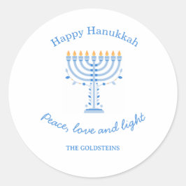 ハッピーハヌカ（Hanukkah）パーソナライズラベル ラウンドシール