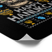 ハッピーハヌキャット醜いハヌッカセーターメインCoon Ca ポスター (角)