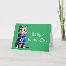 ハッピーハヌキャット |ハヌカーのセーターの猫 シーズンカード