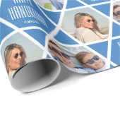 ハッピーハヌッカの名前と写真スターパターンブルー ラッピングペーパー (ロールコーナー)