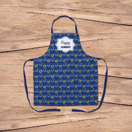 ハッピーハヌッカウォーターカラースターズオブデイビッド エプロン