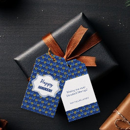 ハッピーハヌッカウォーターカラースターズオブデイビッド ギフトタグ