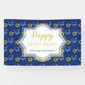 ハッピーハヌッカウォーターカラースターズオブデイビッド 横断幕 (横)