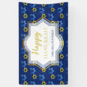 ハッピーハヌッカウォーターカラースターズオブデイビッド 横断幕 (縦)