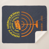 ハッピーハヌッカエイトナイトお祝い シェルパブランケット (正面(横))