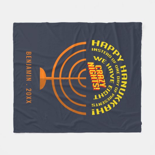 ハッピーハヌッカエイトナイトお祝い フリースブランケット (正面(横))