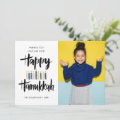 ハッピーハヌッカキャンドル |休日の縦写真 招待状 (スタンド正面)