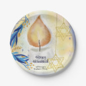 ハッピーハヌッカグリーティングキャンドルライト ペーパープレート (正面)