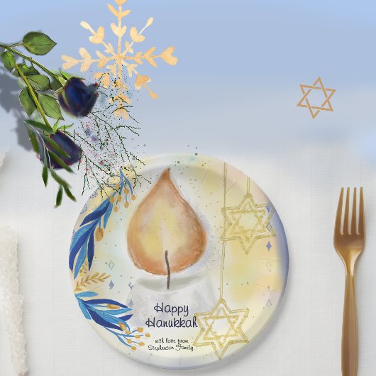 ハッピーハヌッカグリーティングキャンドルライト ペーパープレート