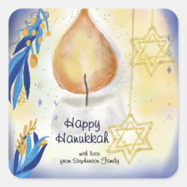 ハッピーハヌッカグリーティングキャンドルライト ラウンドシール