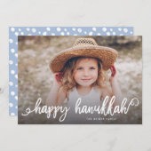 ハッピーハヌッカシックなスクリプトタイポグラフィ写真 シーズンカード (正面/裏面)
