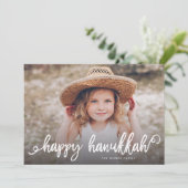 ハッピーハヌッカシックなスクリプトタイポグラフィ写真 シーズンカード (スタンド正面)