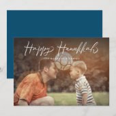 ハッピーハヌッカスクリプトフォトホリデー 案内状 (正面/裏面)