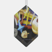 ハッピーハヌッカスターオブデイヴィッド(ユダヤ教)メノラードレデルスリップ ガラスオーナメント (正面右)