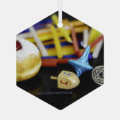 ハッピーハヌッカスターオブデイヴィッド(ユダヤ教)メノラードレデルスリップ ガラスオーナメント (裏面)