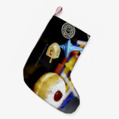 ハッピーハヌッカスターオブデイヴィッド(ユダヤ教)メノラードレデルスリップ スモールクリスマスストッキング (正面 (吊り時))