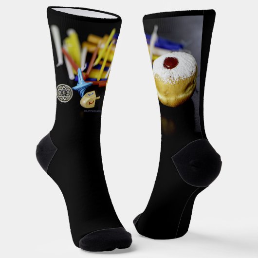 ハッピーハヌッカスターオブデイヴィッド(ユダヤ教)メノラードレデルスリップ ソックス (傾斜あり)