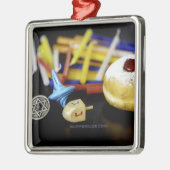 ハッピーハヌッカスターオブデイヴィッド（ユダヤ教）メノラードレデルスリップ メタルオーナメント (左)