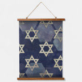 ハッピーハヌッカスターオブデイヴィッド(ユダヤ教)メノラードレデルスリップ 吊り下げ型タペストリー (正面)