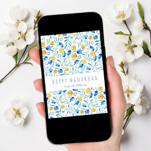 ハッピーハヌッカドリエデルウォーターカラーツリーフリーカード シーズンカード