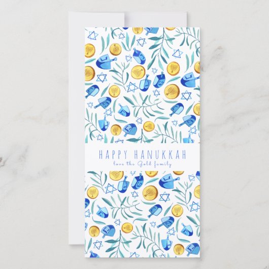 ハッピーハヌッカドリエデルウォーターカラーツリーフリーカード セーブザデート (正面)